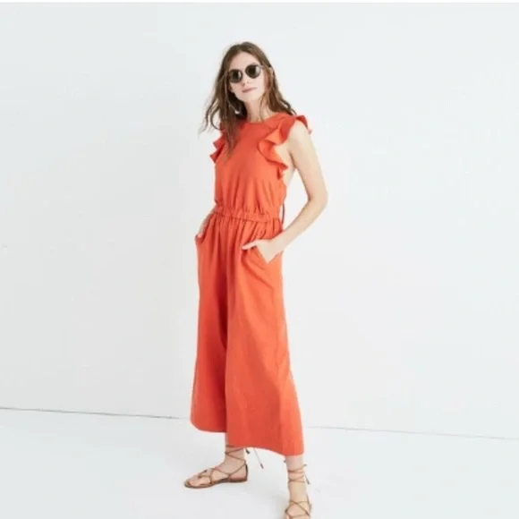 Rare Ulla Johnson Viola Jumpsuit in color Chili Fall Autumn Cotton Linen Tencel - Picture 4 of 10